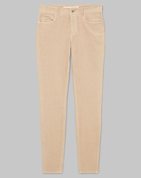 Pantalon slim Albi effet Velours beige