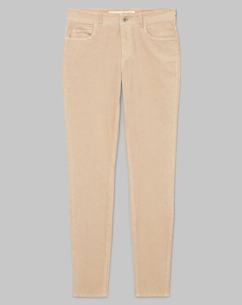 Pantalon slim Albi effet Velours beige