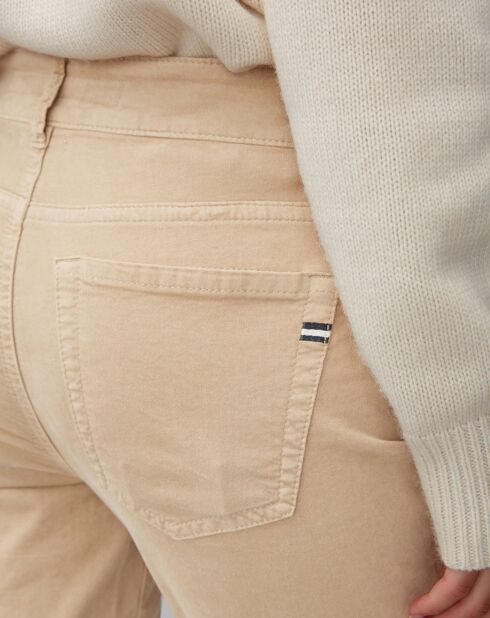 Pantalon slim Albi effet Velours beige
