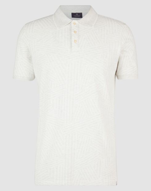 Polo Slim Fit imprimé col Tricot beige clair