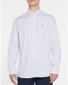 Chemise Slim Fit à carreaux tricolores blanche