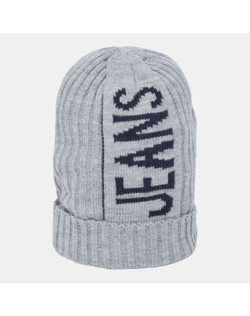 Cappello grigio in maglia con logo