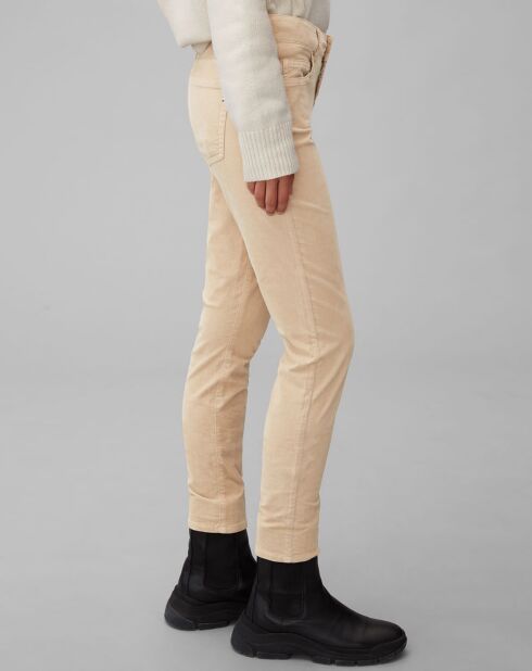 Pantalon slim Albi effet Velours beige