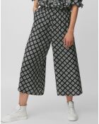 Pantalon jupe-culotte fluide imprimé noir