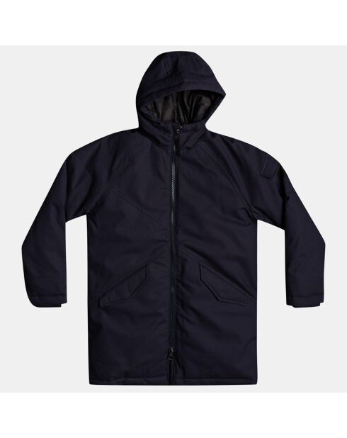 Parka longue à capuche doublure matelassée bleu marine