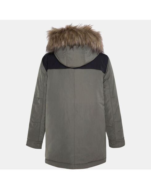 Parka mi-longue 2 en 1 veste sans manches amovible kaki