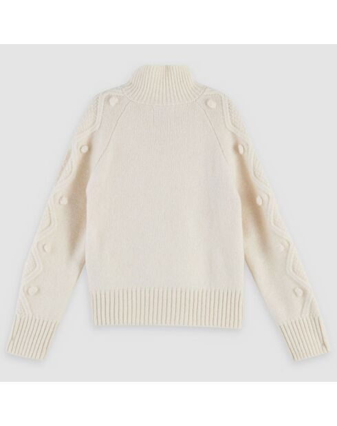 Pull à col zippé écru