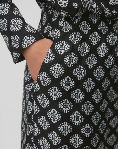 Pantalon jupe-culotte fluide imprimé noir
