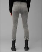 Pantalon slim Albi effet Velours gris clair