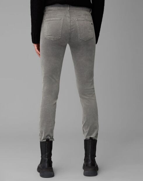 Pantalon slim Albi effet Velours gris clair