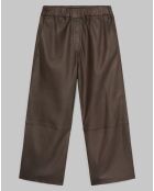 Pantalon jupe-culotte en Cuir d'Agneau marron