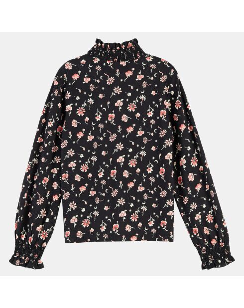 Blouse fleurie noir/rose