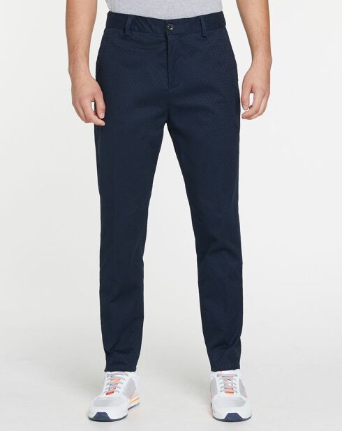 Pantalon Slim Fit Fave à micro motif bleu marine