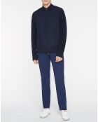 Bombers en Cachemire mélangé bimatière Nylon Tricot bleu marine