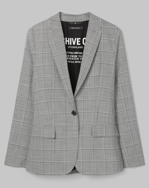 Blazer en Laine mélangée à carreaux gris