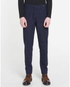 Pantalon en Laine mélangée Regular Fit stuart Neps bleu foncé