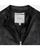 Veste courte imitation cuir noire