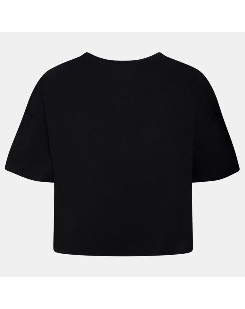 T-Shirt crop en Coton à motif noir