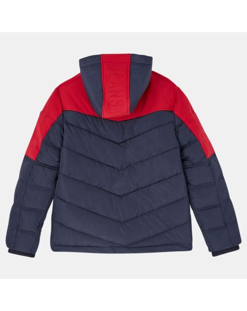 Doudoune à capuche Omega Bicolore bleu/rouge