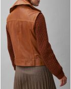 Blouson sans manches en Cuir d'Agneau marron clair