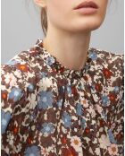 Blouse Romantique Fleur marron/multicolore