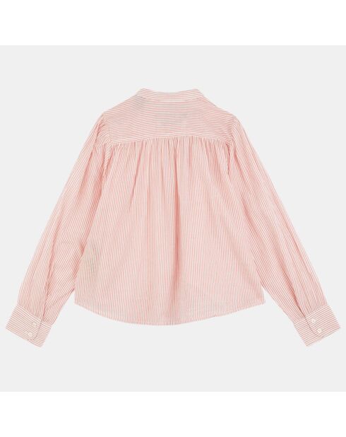 Chemise ample à fines rayures rouge/blanc