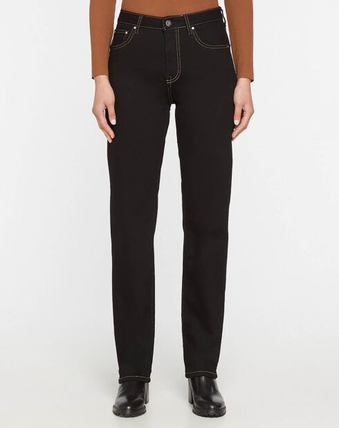 Jean Straight Tr Coutures Or noir