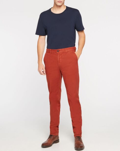 Pantalon Slim Fit Stuart Garment Die Twill orange brique