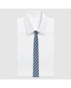 Cravate  en Soie & Coton mélangés Club Bold Stripe bleu/gris