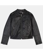 Veste courte imitation cuir noire