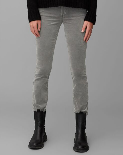 Pantalon slim Albi effet Velours gris clair