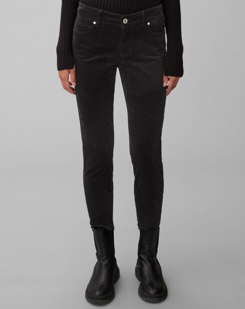 Pantalon slim Albi effet Velours noir