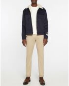 Blouson en Laine mélangée  rayé col Sherpa bleu marine