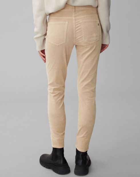 Pantalon slim Albi effet Velours beige