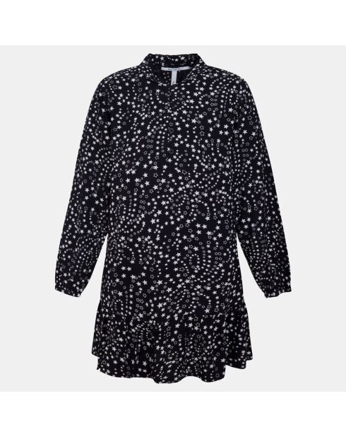 Robe fluide imprimée étoiles noir/blanc