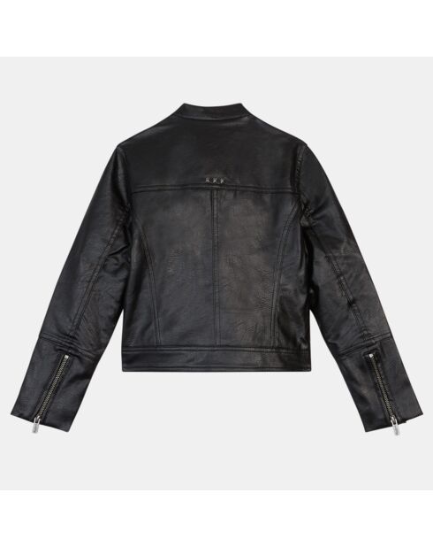 Veste courte imitation cuir noire