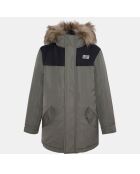 Parka mi-longue 2 en 1 veste sans manches amovible kaki