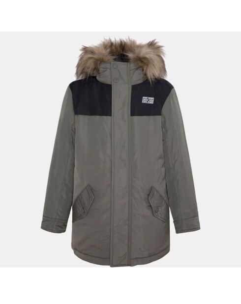 Parka mi-longue 2 en 1 veste sans manches amovible kaki