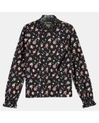 Blouse fleurie noir/rose