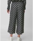 Pantalon jupe-culotte fluide imprimé noir