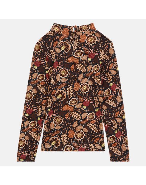 Sous-Pull fleuri marron/orange