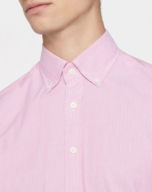 Chemise Slim Fit Milleraie Oxford blanc/rose