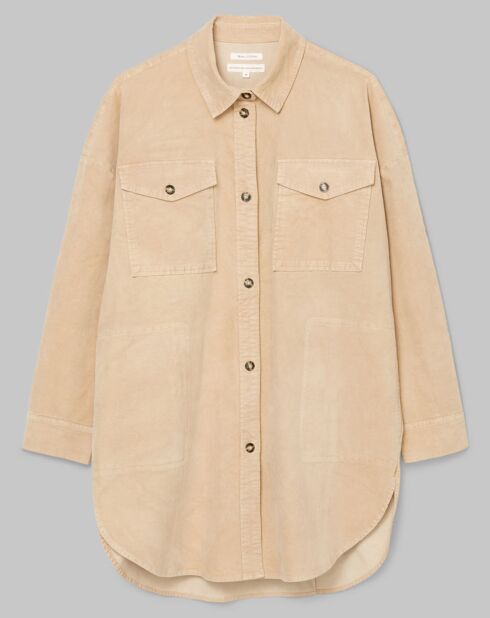 Chemise longue Overshirt Loose beige