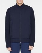 Bombers en Cachemire mélangé bimatière Nylon Tricot bleu marine