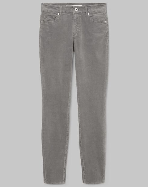 Pantalon slim Albi effet Velours gris clair