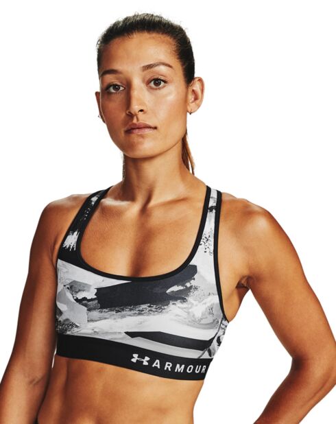 Brassière de sport technique Mid Crossback camouflage noir/gris
