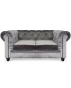 Grote 2-zitsbank Chesterfield grijs fluweel - 158x82x72 cm