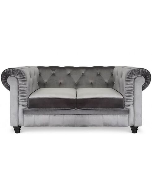Grote 2-zitsbank Chesterfield grijs fluweel - 158x82x72 cm