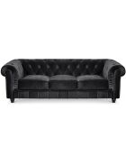 Grote 3-zitsbank Chesterfield zwart fluweel - 209x82x72 cm