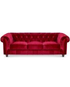 Grote 3-zitsbank Chesterfield rood fluweel - 209x82x72 cm